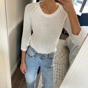 White Knit Zara 3/4 Sleeve Sweater